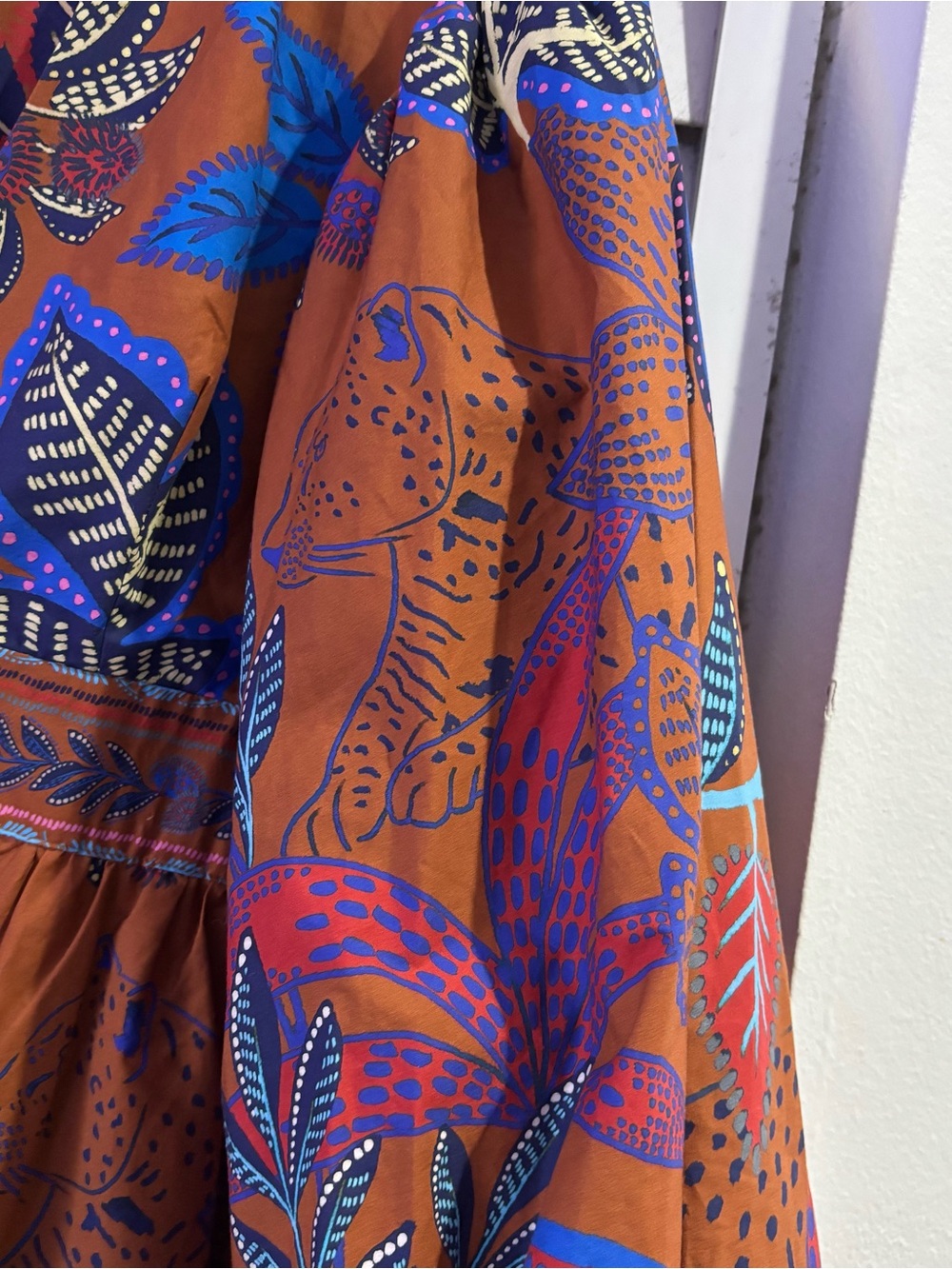 Farm Rio Tropical Print with Leaf and Jaguar Detail Dress Size XL - Picture 6 of 14